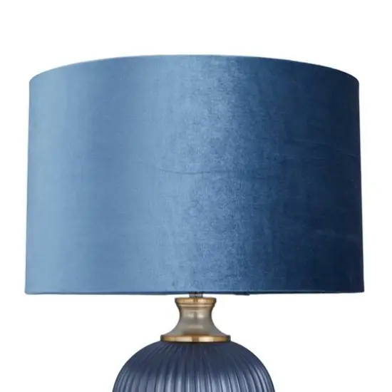 Blue Velvet Transitional Table Lamp, 26" x 16" x 16" {4}