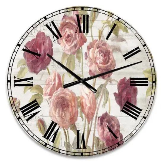 Designart French Roses I Farmhouse Wall Clock {1}