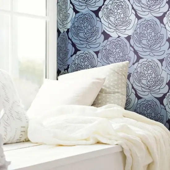 RoomMates Bed of Roses Peel & Stick Wallpaper Blue/Black {5}