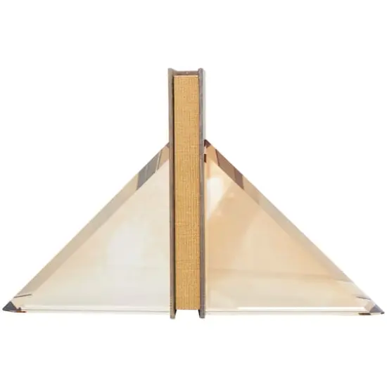 6" Gold Crystal Geometric Pyramid Shaped Bookends Set {5}