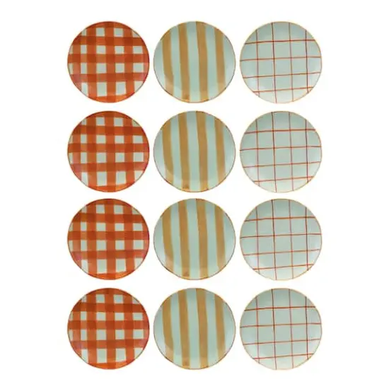 Hello Honey&reg; 8" Pumpkin & Spice Mixed Pattern Hand-Painted Round Stoneware Plates, 12ct. {1}