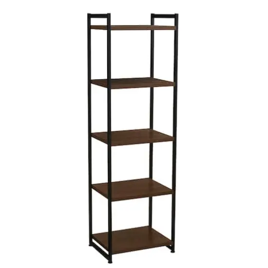 Household Essentials Jamestown 59" 5-Shelf Narrow Bookshelf Walnut {1}