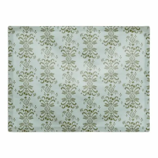 Floral Crest Cotton Twill Placemat Green {1}