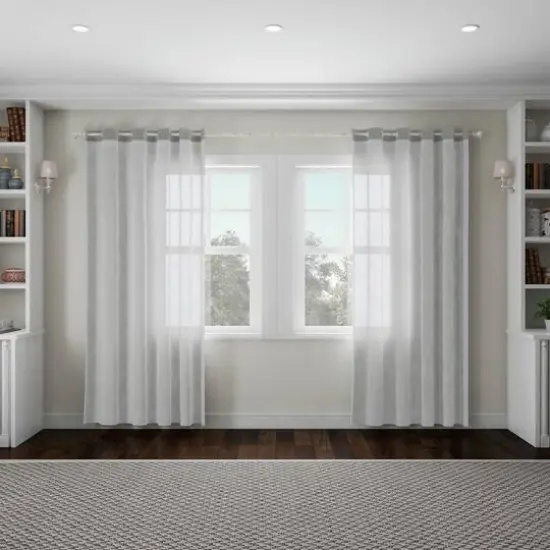 Hastings Home 66"-120" White Extendable Curtain Rod with Knob Finials {5}