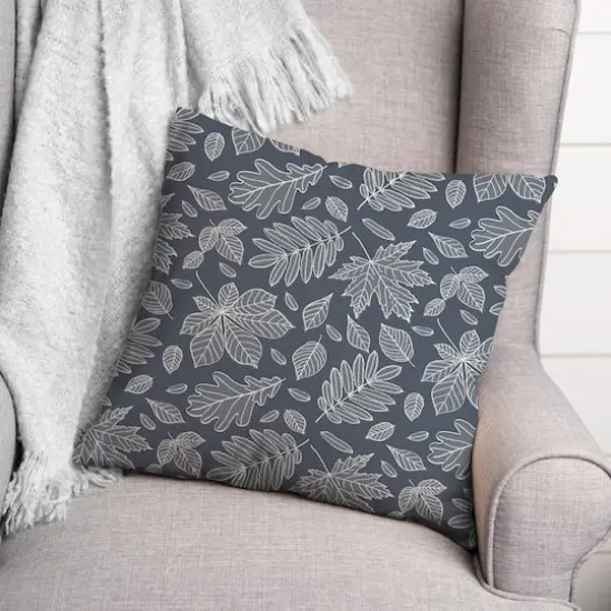 18" x 18" Leaf Mixture Indoor/Outdoor Throw Pillow Slate {3}