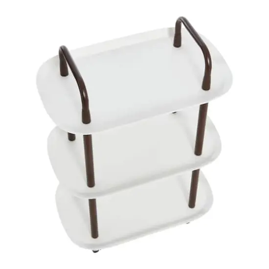 Hello Honey&reg; Main + Mesa&trade; 3-Tier Modern Plastic and Metal Trolley White and Brown {5}