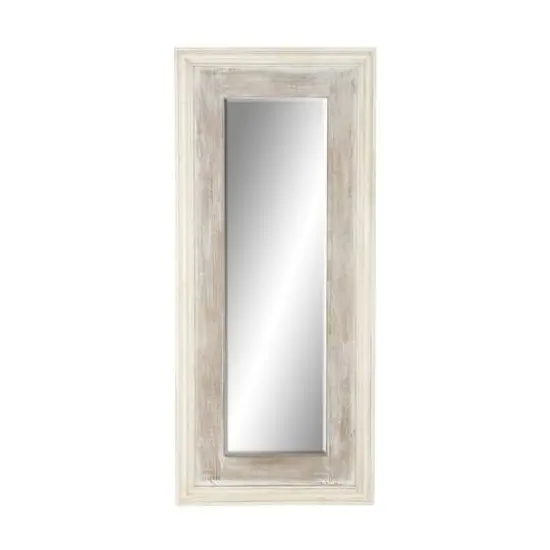 59" White Farmhouse Wood Wall Mirror {1}