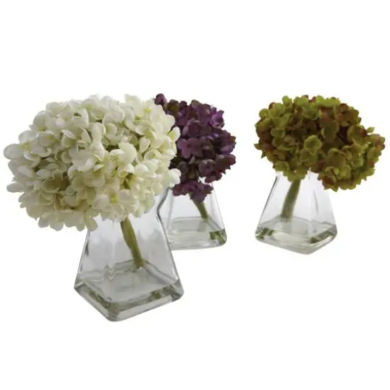 Green, Purple & White Hydrangea with Vase, 3ct. {8}