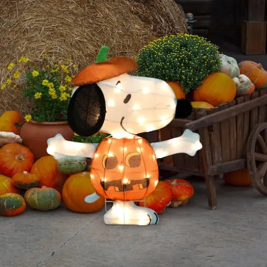 24" LED Peanuts Snoopy in Jack-O-Lantern Yard Art {5}