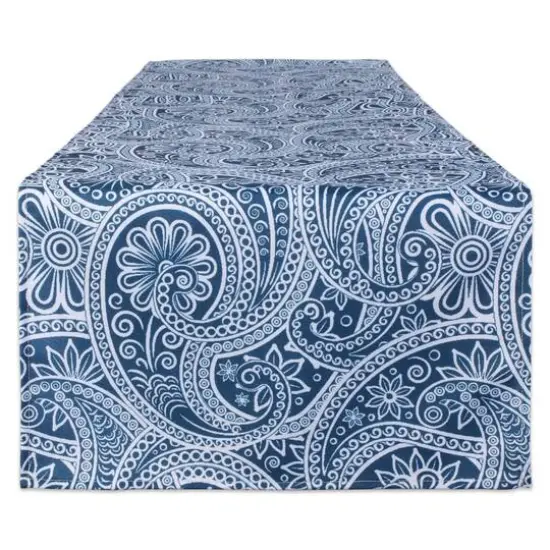 DII&reg; 72" Blue Paisley Print Outdoor Table Runner {1}
