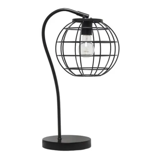 Lalia Home 20" Arched Metal Cage Table Lamp Black {1}