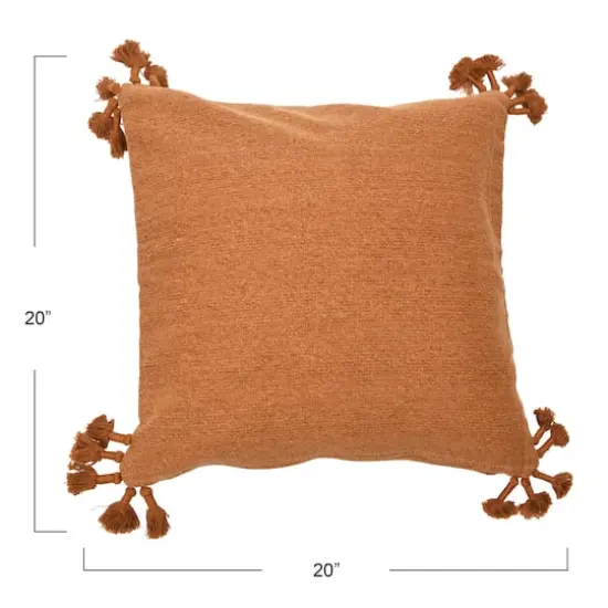 Hello Honey&reg; 20'' x 20" Square Canvas Pillow Cover with Tassels Orange {4}