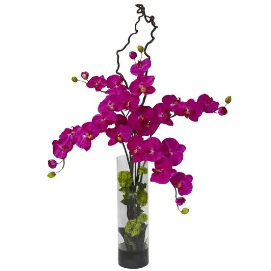 4ft. Giant Purple Orchid & Hydrangea In Glass Cylinder Vase {1}