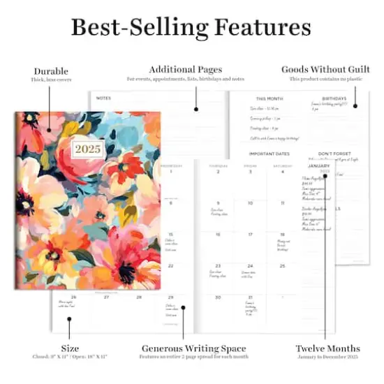 TF Publishing 2025 Impressionistic Flowers Large Monthly Planner {6}