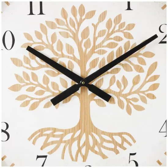 23.5" Natural Brown & Cream Tree Wall Clock {4}