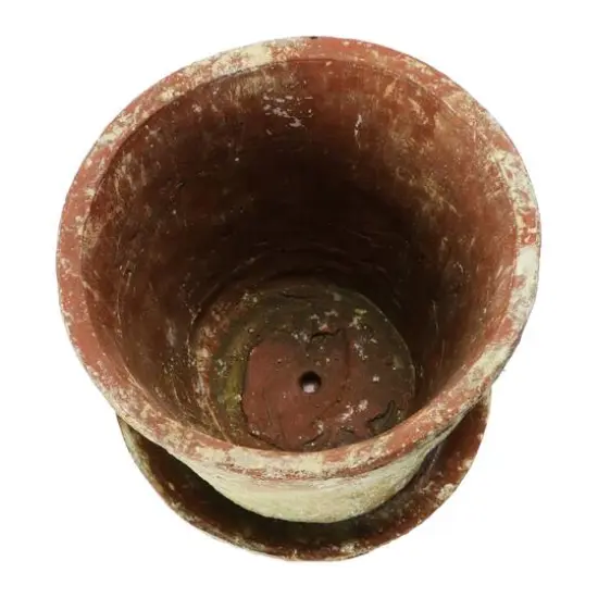 Hello Honey&reg; Distressed Terracotta Cement Planter with Saucer Set {5}