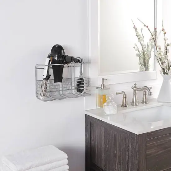 SunnyPoint 4-Compartment Metal Hair Care Storage Basket Silver {4}