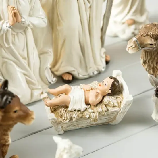Glitzhome&reg; 12 Piece Oversized Ivory Nativity Figurine Set  {7}