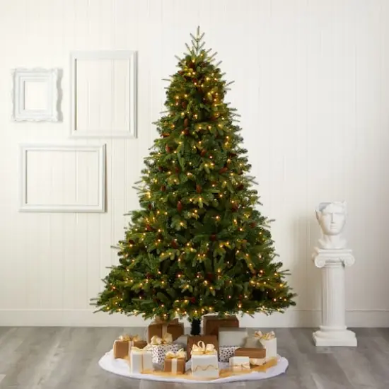 8ft. Pre-Lit Wellington Spruce Artificial Christmas Tree, Clear LED Lights {3}