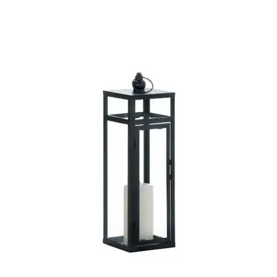 17" Black Dramatic Geometry Lantern {4}
