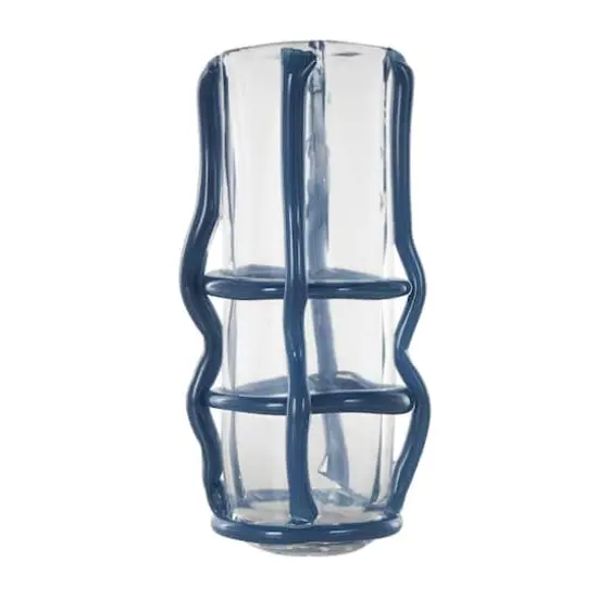 Blue Recycled Glass Vase with Glass Framing {4}