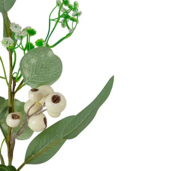 19" White Berry & Eucalyptus Leaf Floral Spring Pick {4}