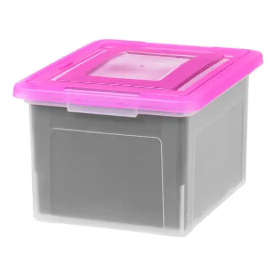 IRIS Pink & Clear Snap Tight Plastic File Organizer Box, 4ct. {6}