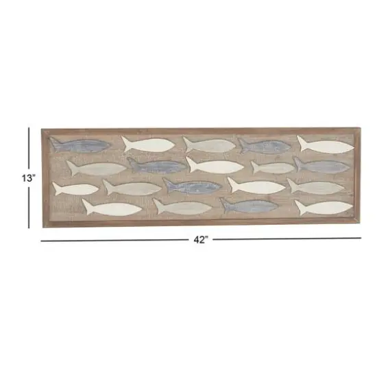 42" Gray Wood Coastal Wall Decor {6}