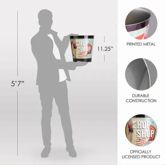 American Art D&eacute;cor&trade; 11" Chop Shop Girl Metal Trash Can {7}