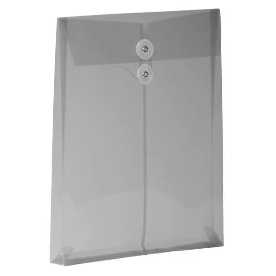 JAM Paper Letter Size Plastic Envelopes with Button & String Tie Closure, 12ct. Smoke Gray {5}