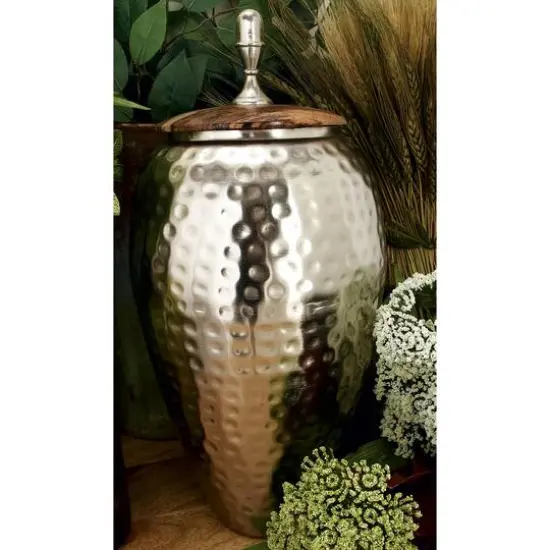16" Silver Iron Contemporary Decorative Jar {6}