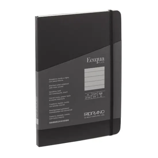 Fabrian&reg; EcoQua Plus A5 Lined Stitch-Bound Notebook Black {1}