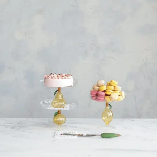 Hello Honey&reg; 7.75" Pear Perfection Glass Food Pedestal {7}