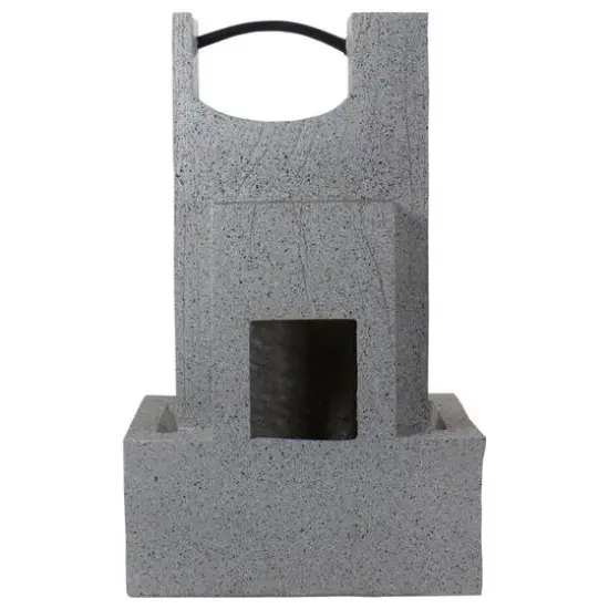 23" Gray Modern Style Rainfall Outdoor Water Fountain {7}