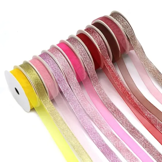 Gwen Studios 3/8" x 2yd. Sheer & Metallic Holiday Ribbon Pack, 24ct. {4}
