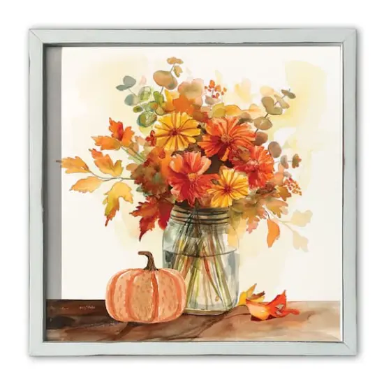 Watercolor Autumn Still Life 16" x 16" White Framed Print {1}