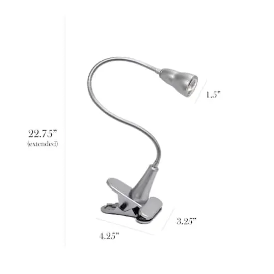 Simple Designs LED Gooseneck Clip Light Desk Lamp Silver {3}