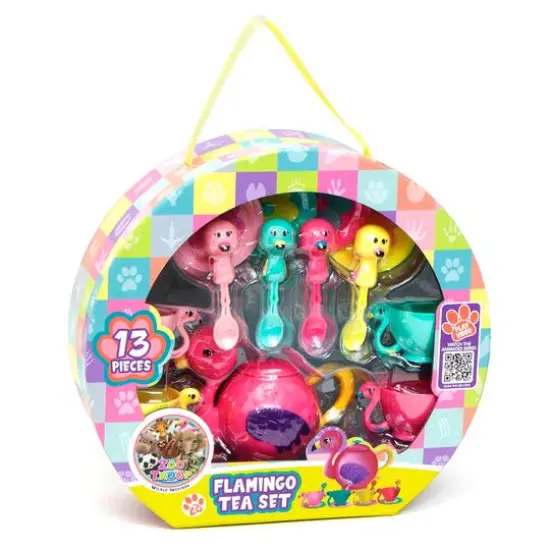 Zoo Troop Flamingo Teapot Animal Themed Tea Party Gift Set {6}