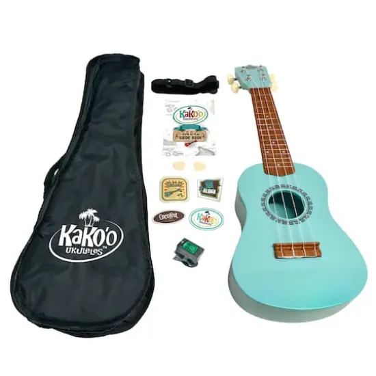 Salus KaKo'o 21" Seafoam Green Professional Wooden Ukulele Set {1}