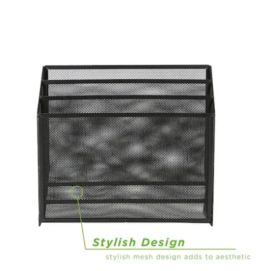 Mind Reader Black 3-Tier Jumbo Metal Mesh File Holder, Desktop File Box, Magazine & Document Organizer {4}