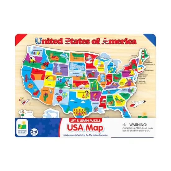 Lift & Learn Puzzle - USA Map: 40 Pcs {1}