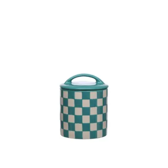 Checkered Ceramic Jar with Lid by Ashland&reg; Turquoise {1}