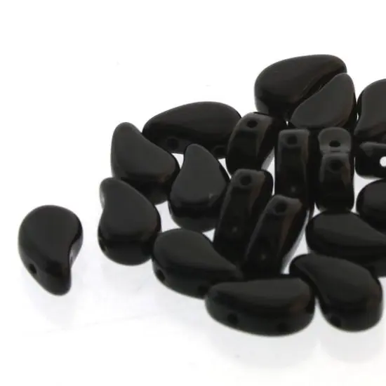 The Beadsmith&reg; Paisley Duo 2-Hole Czech Glass Teardrop Beads, 8mm Jet {1}