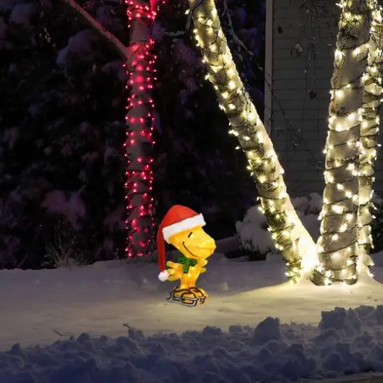 Peanuts&reg; 20" 3D Pre-Lit Skating Woodstock Yard D&eacute;cor {6}