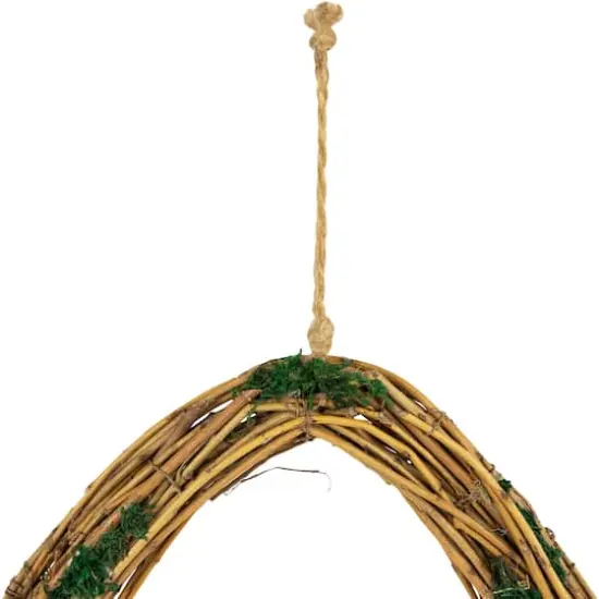 15.5" Unlit Natural Grapevine & Twig Oval Spring Wreath With Moss {6}