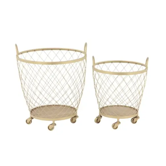 Modern Gold Metallic Rolling Basket Set {1}