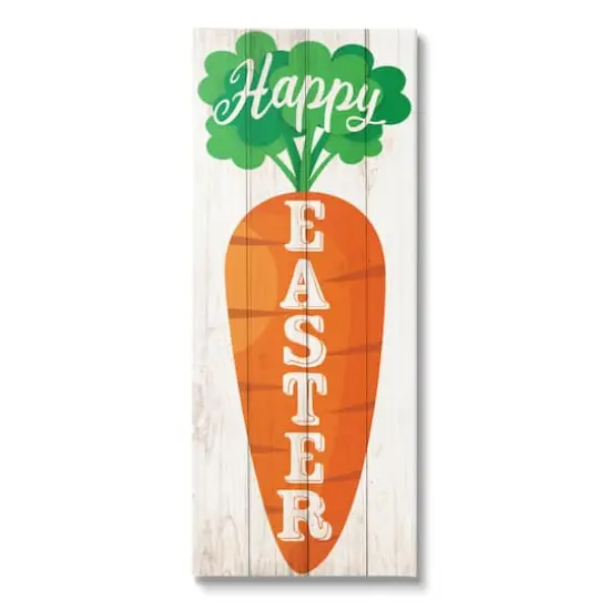 Stupell Industries Happy Easter Vertical Rustic Carrot Sign Phrase Canvas Wall Art {1}