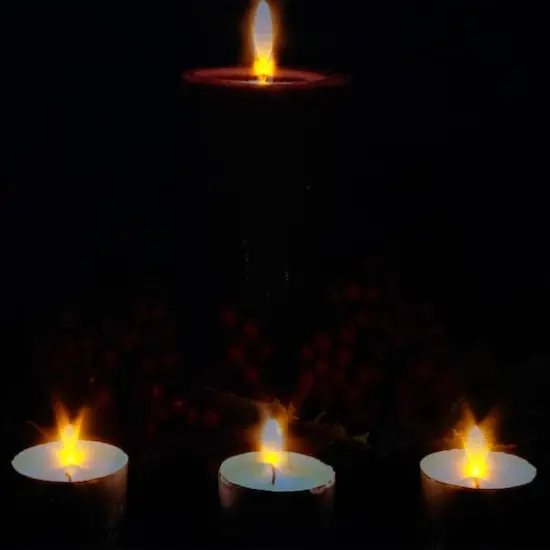 LED Lighted Red & Green Candles Christmas Canvas Wall Art {4}