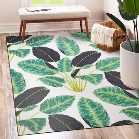 My Magic Carpet Hojas Rainforest Washable Rug Emerald {3}