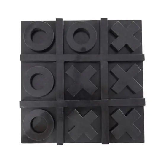 Marble Tic Tac Toe Game Set Black {1}